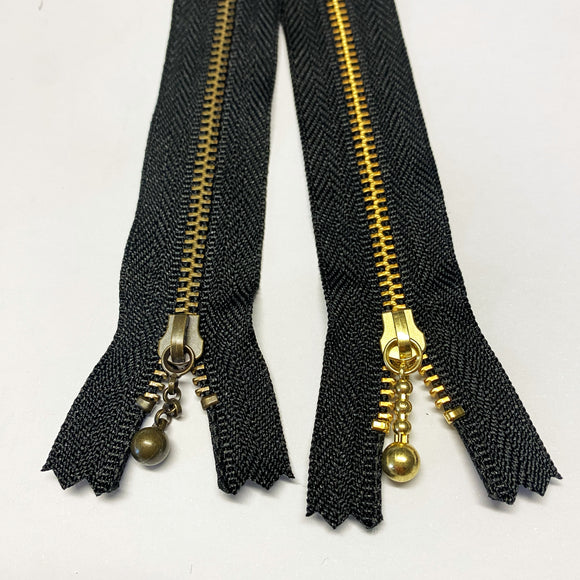 12cm fancy charm Black 5 Zippers Bronze / Gold